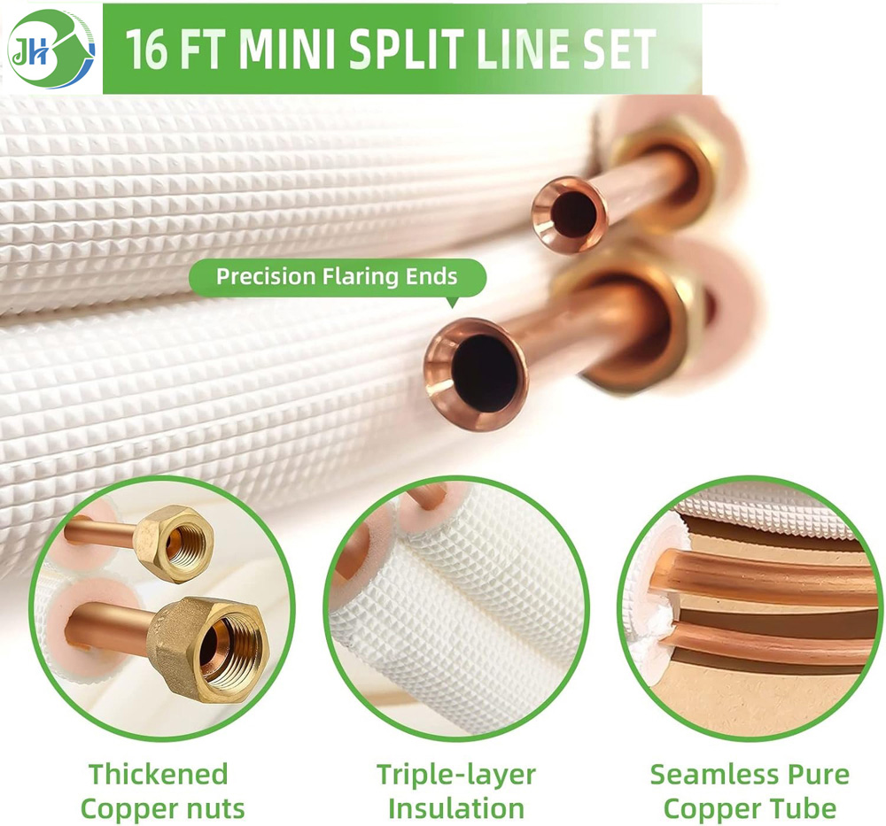 HVAC PE Insulated Copper Connecting Pipe Mini Split 1/4 3/8 Copper Line Set