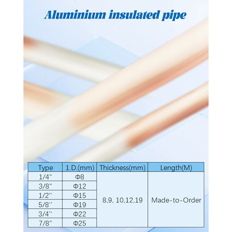 HVAC用PE断熱銅・アルミ接続パイプ（ナット付き）